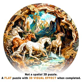 Wooden Puzzles for Adults - Horse Wooden Jigsaw Puzzle - Unique Shape 3D Vision Wood Puzzles Adult - Christmas Birthday Gifts for Adults/Friends/Family - 200pcs 11.4 * 11.4in