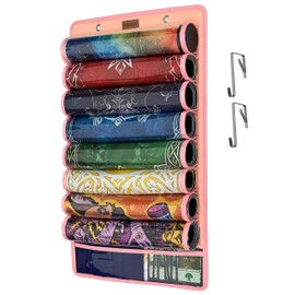 Playmat Tube Storage Bag for MTG, Hangable Game Mat Holder with 8 Tube Slots + 1 Card Pocket, Transparent PET Display, TCG Playmat Organizer with Hooks & Strap, Fits 6cm Play Mat Cases (1 Pack-Pink)