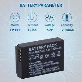 2-Pack LP-E12 Batteries with USB Dual Battery Charger for Canon EOS-M, EOS M2, EOS M10, EOS M50, EOS M50 Mark II, EOS M100, EOS M200, SX70 HS, Rebel SL1 Digital Cameras