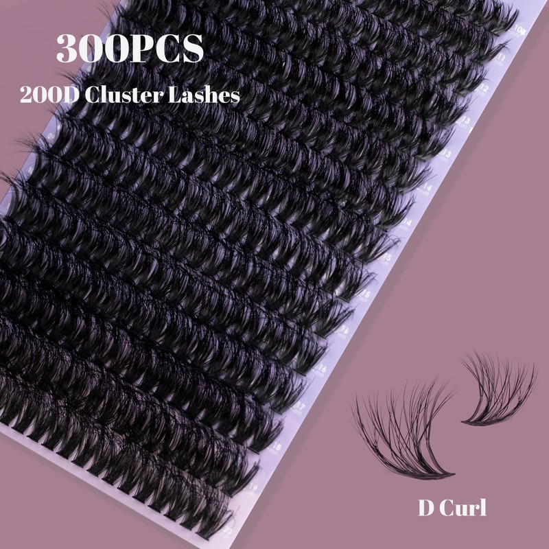 Ocean Pearl Cluster Lashes Thick 200D Volume Eyelash Clusters Kit