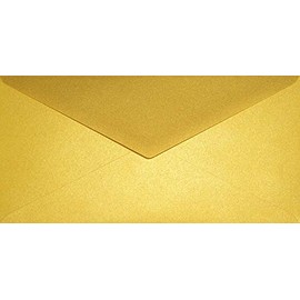 Netuno Envelopes Mother of Pearl Gold DIN Long 110 x 220 mm 120 g Aster Metallic Cherish Gold Envelopes Long DL Elegant Metallic Shiny Envelopes Golden for Invitations Wedding Pack of 100