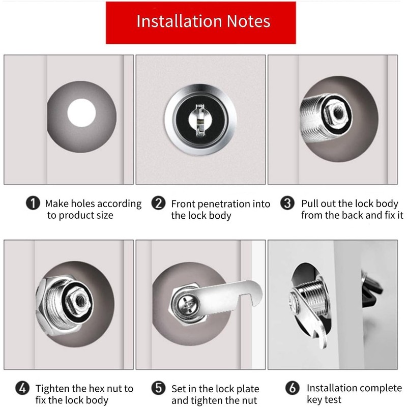 2 Packs Cabinet General Tubular Cam Lock Key Set, Alike