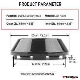 65mm(2.56in)/60mm(2.36in) Black Car Wheel Center Hub Caps Set of 4 for Emotion XT7 Wheel TE37 CE28N