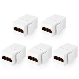 TNP 4K HDMI Keystone Jack Insert - 5 Pack, High-Speed, Gold-Plated Contacts, Snap-In Design, Compatible with Standard Keystone Wall Plates, Patch Panels, Surface Boxes