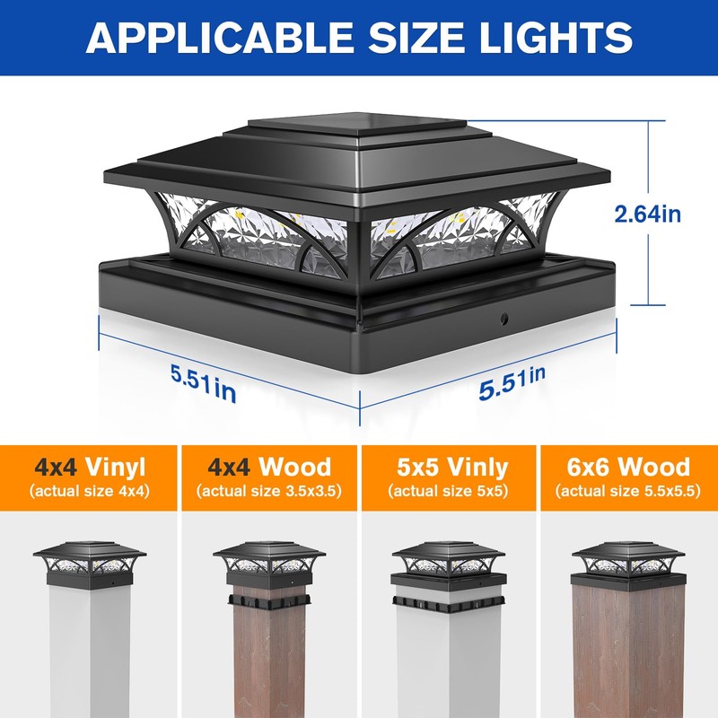 APONUO Solar Post Cap Lights 12 Pack - 4x4 5x5