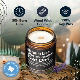 World's Coolest Cat Dad Candle, Unique Cat Lovers Gifts for Men, Funny Cat Gifts for Men, Perfect Cat Dad Gifts, and Thoughtful Cat Dad Gifts for Men, for Birthday, Christmas, Father's Day, Gift-Ready