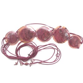 Eco Friendly Polished and Painted Burgundy Flat Round Seashellsl Belt Hand Made in the Philippines