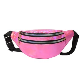 Women's Bum Bag, Belt Bag, Adjustable Strap, Waist Bag, Sports Waterproof Waist Bag, Holographic Fanny Pack with Pockets for Women, Outdoor, Hiking, Travel, pink, L, Fashionable and practical