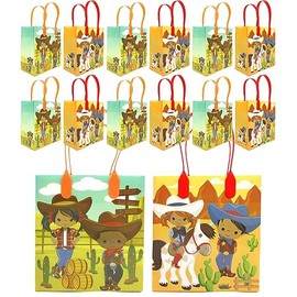 TINYMILLS Black Western Cowboy Cowgirl Party Favor Bags Goodie Bags, 12 Pack for Birthday Party Favors