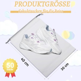 Loppdece 50 Stück Schuhbeutel, Große Schuhbeutel Reise, Staubdicht Schuhsack mit Zugband, Wasserabweisend Schuhtasche, Schuhsack Reise, Multifunktionale Aufbewahrungstasche für Reisen Zuhause