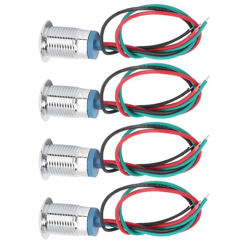 4 Sets PreWired Round LEDs Waterproof Metal 2Color Indicator Common
