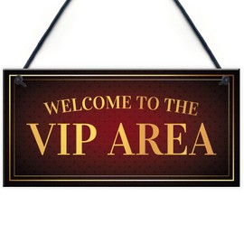 RED OCEAN Vip Area Welcome Hanging Home Bar Sign Novelty Garden Man Cave Pub Plaques