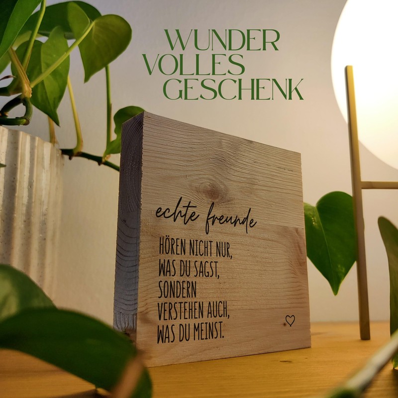 Echte Freunde Holzbild + Reagenzglas zum Hinstellen opt. als Vase