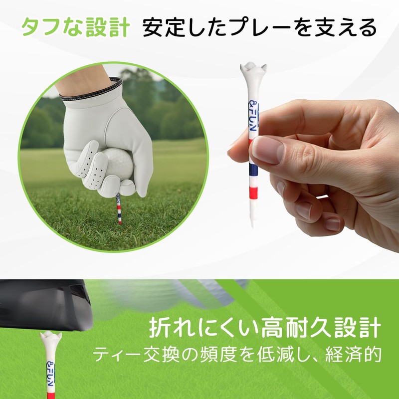 &FUN Golf Tees Low Resistance Head Long Tees 3.3 inches