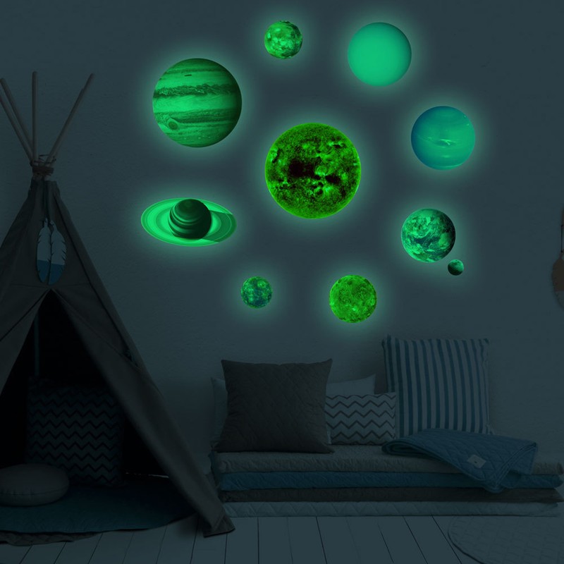 Luminous Solar System Themed Glowing Wall Sticker Home Decor for