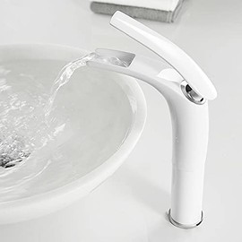 KMZSHPJNY Bathroom Sink Faucet, Bathroom Basin Faucet Solid Brass Special Sink Faucet hot and Cold Waterfall Basin Sink Faucet (Color : Style 2 Short W)