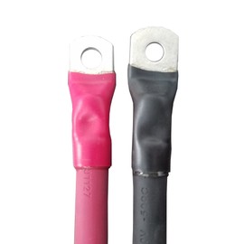 2/0 GAUGE 00 Gauge Copper Battery Cables Power Wire Auto, Marine, Inverters, RV, Solar (18" - 3/8" LUGS BOTH ENDS, BLACK)