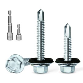CYLBAQ Hex Head Self Tapping Screws, Self Drilling Roof Screws with Rubber Sealing Washer, M4.8 x 35mm, M5.5 x 25mm with Hex Socket for Metal or PVC Roof Panels, Wire Ducts, Ventilation Pipes