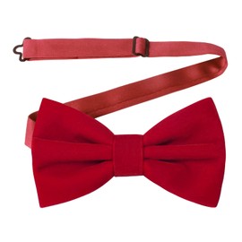 HOULIFE Velvet Bow Tie for Men – Adjustable Pre-tied Bowtie, Solid Colour Butterfly Bow Ties for Groom Wedding Party Formal with Gift Box, Red