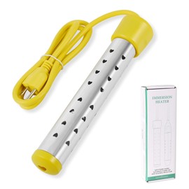 1500W Calentador de Agua de Inmersión Rápidos, Calentador de Agua, con Interruptor y Control de Temperatura, Anti-Escaldaduras de Acero Inoxidable 304. Adecuado para Viajes Familiares