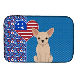 Caroline's Treasures WDK5173DDM Fawn Chihuahua USA American Dish Drying Mat Absorbent Dish Drying Mat Pad for Kitchen Counter Dish Drainer Mat for Countertop, 14 x 21", Multicolor