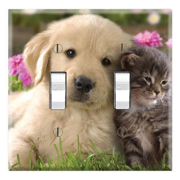 Graphics Wallplates - Cute Puppy Kitty - Dual Toggle Wall Plate Cover