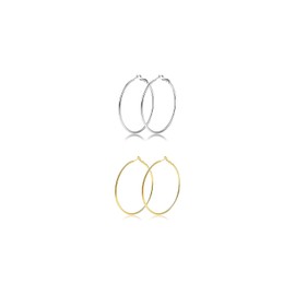 Stainless Steel Gold Silver Plated Hoop Earrings for Women Big Gold Hoop Earrings Post Thin Loop Earrings Classic Huggie Round Hoops Earrings