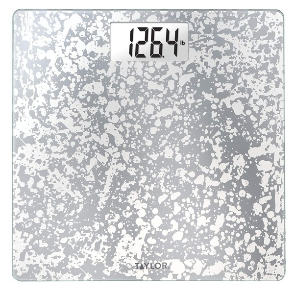 Taylor Crackled Glass Design Digital Bathroom Scale, White, 5273273