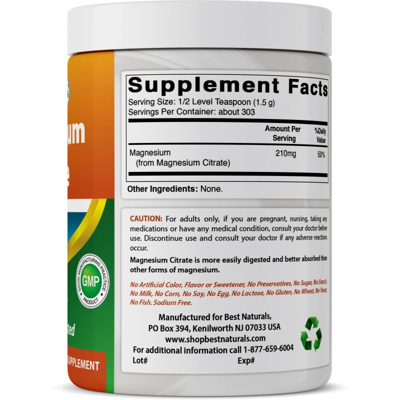 Citrato de magnesio Best Naturals 1 lb