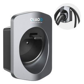 QIAO)) Type 2 EV Charger Holder, Wall Mount EV Charging Cable Organiser for Electric Car with Type 2 IEC 62196-2 Plugs, Wall Box Charging Cable Tidy Management for Indoor Outdoor