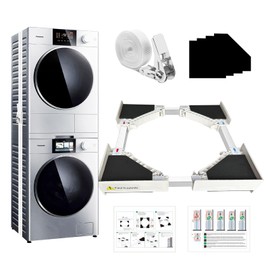 Universal Washer Dryer Stacking Kit - Reinforced Universal Stacking Kit for 24" - 29" Front Load Washer & Dryer, Includes Anti-Vibration Ratchet Strap for Secure, Stable Stacking