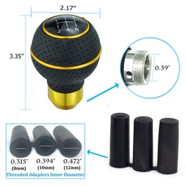 Thruifo 5 Speed Gear Stick Shifter Handle, Leather Covered Aluminum MT Car Shift Knob Fit Most Manual Transmissions, Yellow