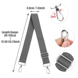 Iridsmole 3.8cm Wide Shoulder Strap for Bag, Universal Replacement Bag Straps Grey, Adjustable Handbag Straps for Men, Women Crossbody Messenger Strap for Bags