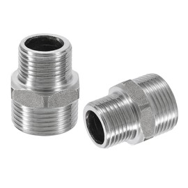 sourcing map 2Pcs PT3/4 x PT1/2 304 Stainless Steel Pipe Fitting Reducing Hex Nipple, Threaded Pipe Fitting Reducer Straight Connector Adapter for Water, Gas, Oil Pipelines