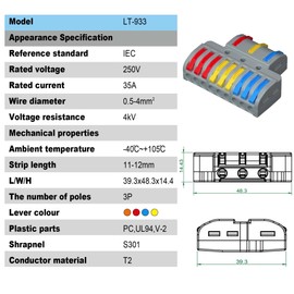 Koverflame Robust Lever Wire Kit: Quick Connect Electrical Splicing, Compact Conductor 28-12 AWG for Reliable Inline Circuits (LT933, 10)