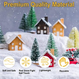 Christmas Artificial Snow Blanket 2 Pack, 80 x 240cm Artificial Snow Roll for Christmas Decorating, White Soft Fluffy Fake Snow Village Cotton for Creating a Winter Wonderland Crafts Backdrop