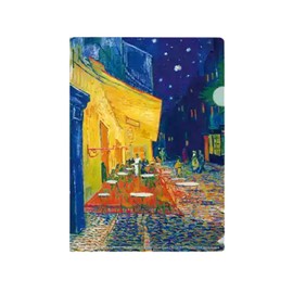 EZ PEACH L-Shaped Folder Monet Gogh Retro Multipurpose File Folder A4 Paper Holder Portable Document Bag Simple A4 Folder Simple Document Folder Clear Paper Document Jacket Sleeve for Office (Night
