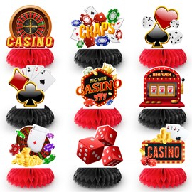 Casino Party Decorations, 9pcs Casino Poker Dice Honeycomb Centerpieces for Casino Night Decorations