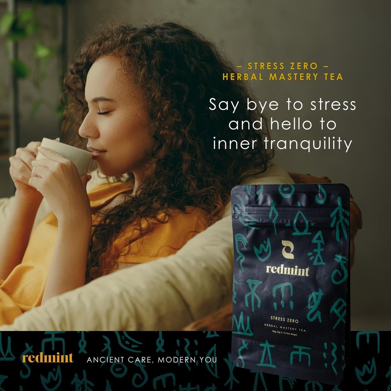 Redmint Herbal Tea Mastery - Stress Zero, Caffeine Free &
