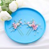 Barode Bridal Flower Hairpins Pink Wedding Headpiece Rhinestone Pearls Hair