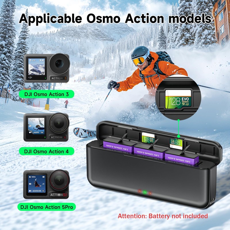 Palogreen Osmo Action 5 Pro Battery Charger for DJI Action
