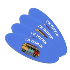 I'm Trippin' Retro Van Funny Humor Double-Sided Oval Nail File Emery Board Set 4 Pack