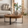 31.29" Modern Retro Splicing Round Coffee Table,Fir Wood Table Top