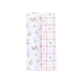 aden + anais™ essentials cotton muslin 2 pack swaddle blanket elephant circus (Country floral)