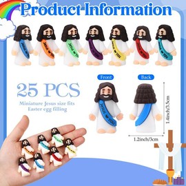 Mini Jesus Figurines 25/50pcs - Faith-Inspired Decor with 'Jesus Loves You' Engraving | Durable Resin Craft for Baptism Gifts & Easter Basket Stuffers - Color: 50pc (Random colors)