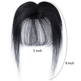 BUYOGET Clip in Bangs 100% Human Hair Bangs 360° 3D Coverage Clip in Hair Extensions for Women Daily Wear Black