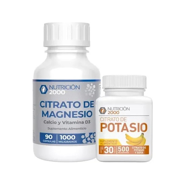 Kit Citrato De Magnesio 90 Cáps + Citrato De Potasio