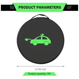 Diamall Electric Car Charging Organizer, Waterproof Tools Cable Bag, Portable EV Chargers Cable Storage & Organizer for Jumper Cords and Hoses, Universal Accessories for Cars Trucks (Round #Black)