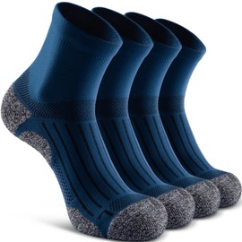 SITOISBE Quarter Compression Socks for Men Women, Cushioned Running Hiking Socks, Medium, Harbour Blue (4 Pairs)