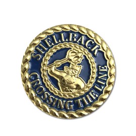 Navy Lapel Pin with Shellback Crossing The Line Graphic